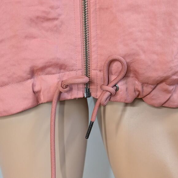 Halogen Satin Uility Jacket Pink Bomber Bell Sleeve Raglan Adjustable Zip Small - Picture 9 of 11
